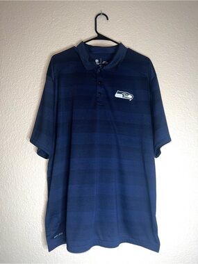 NFL Men's Navy Blue Seattle Seahawks Dri-Fit Polo Sz XXL